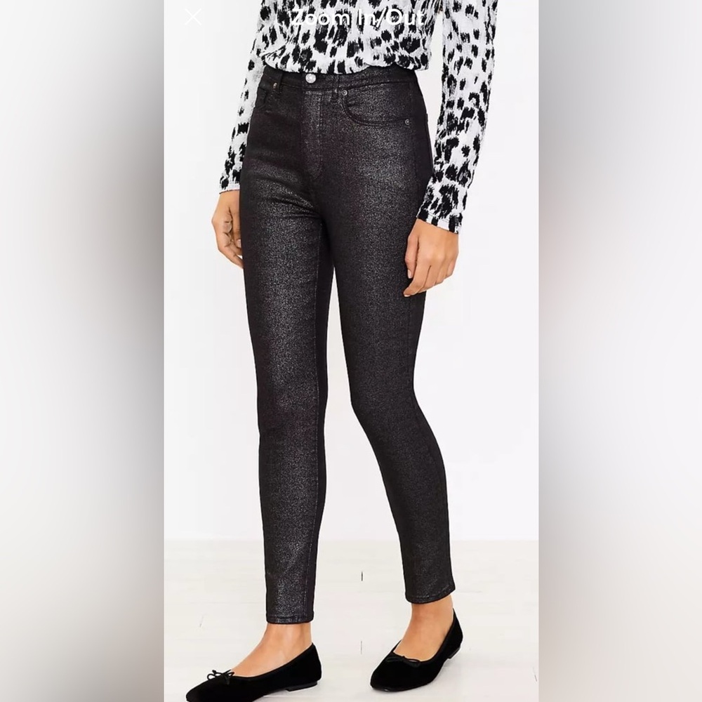LOFT SHIMMER HIGH RISE SKINNY JEANS - Picture 2 of 13